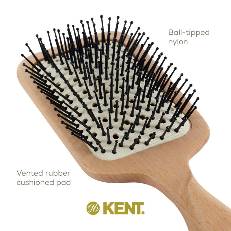 Kent LPF2 Large Cushion Paddle Hair Brush, Vented Taming Fine Pins Detangle Brush for Long Thick and Curly Hair, Scalp Massager and Growth Stimulator Wet or Dry Hair Detangling. Made in England - Image 5