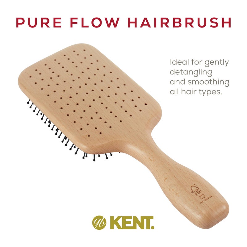 Kent LPF2 Large Cushion Paddle Hair Brush, Vented Taming Fine Pins Detangle Brush for Long Thick and Curly Hair, Scalp Massager and Growth Stimulator Wet or Dry Hair Detangling. Made in England - Image 3