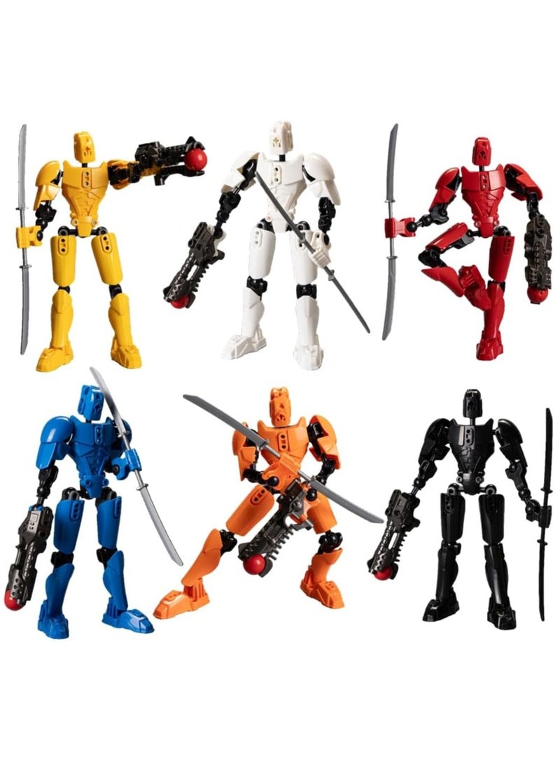 6-pack 3D Titan Multi-joint Movable Robot, Full Body Mechanical Assembly Action Figure Model Creative Gift Toy Collection  - Image 1