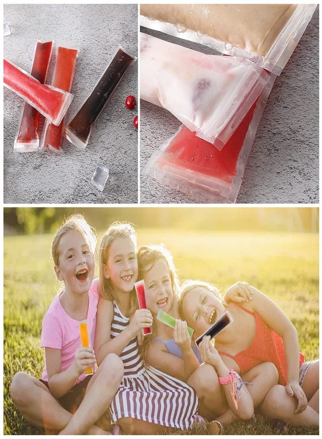 ميلالوكو عبوة من 100 كيس لصنع المثلجات، أكياس قوالب المثلجات، أكياس قوالب، أكياس صنع المثلجات المنزلية مع قمع سيليكون، أكياس تجميد الوجبات الخفيفة، أنابيب تجميد (8 × 2 بوصة). - Image 5