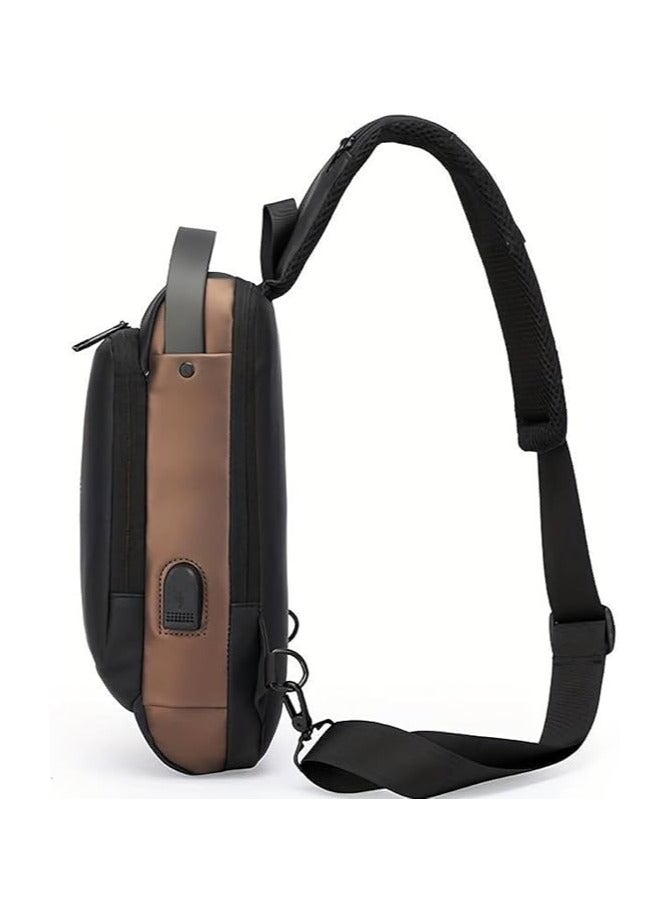 Men's Sling Shoulder Backpack USB Charging Sport Sling Anti-Theft Shoulder Bag, Waterproof Crossbody Bags Chest Daypack for Hiking Cycling Travelling Outdoor - Image 5