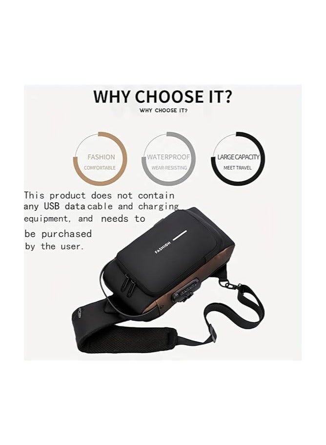Generic Men's Sling Shoulder Backpack USB Charging Sport Sling Anti-Theft Shoulder Bag, Waterproof Crossbody Bags Chest Daypack for Hiking Cycling Travelling Outdoor  - Image 2