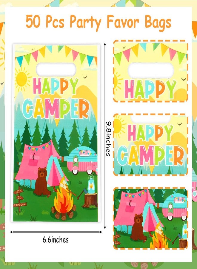 Serencatcher 50pcs Camping Party Favors Bags, Girls Camping Birthday Baby Shower Party Supplies Bags, One Happy Camper Gift Goodie Totes Bags for Camping Decorations - Image 5
