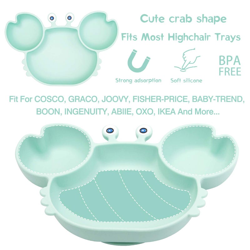 Linowos Silicone Suction Plate for Toddlers - Self Feeding Training Divided Plate Dish and Bowl for Baby and Toddler, Fits for Most Highchairs Trays, BPA Free Microwave Dishwasher Safe - Image 2