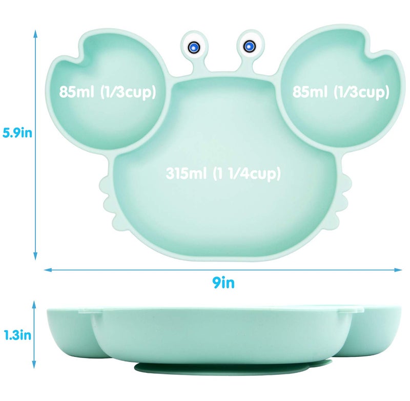 Linowos Silicone Suction Plate for Toddlers - Self Feeding Training Divided Plate Dish and Bowl for Baby and Toddler, Fits for Most Highchairs Trays, BPA Free Microwave Dishwasher Safe - Image 5