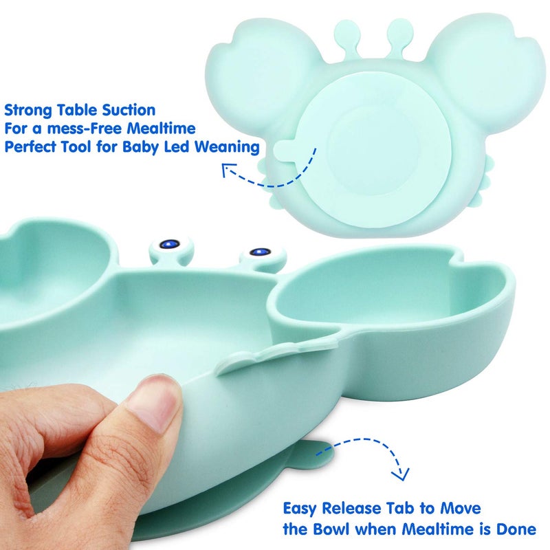 Linowos Silicone Suction Plate for Toddlers - Self Feeding Training Divided Plate Dish and Bowl for Baby and Toddler, Fits for Most Highchairs Trays, BPA Free Microwave Dishwasher Safe - Image 3