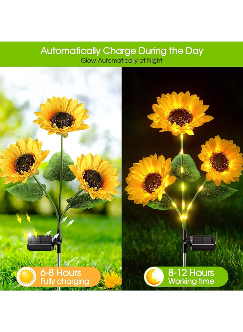 NANAO - 2 Packs Artificial Sunflower Solar Lights Garden Decor Waterproof Solar Outdoor Lights Solar Decorative Lights for Garden Patio Backyard - Image 1