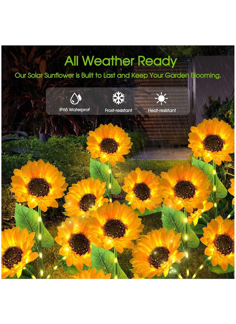 NANAO - 2 Packs Artificial Sunflower Solar Lights Garden Decor Waterproof Solar Outdoor Lights Solar Decorative Lights for Garden Patio Backyard - Image 1