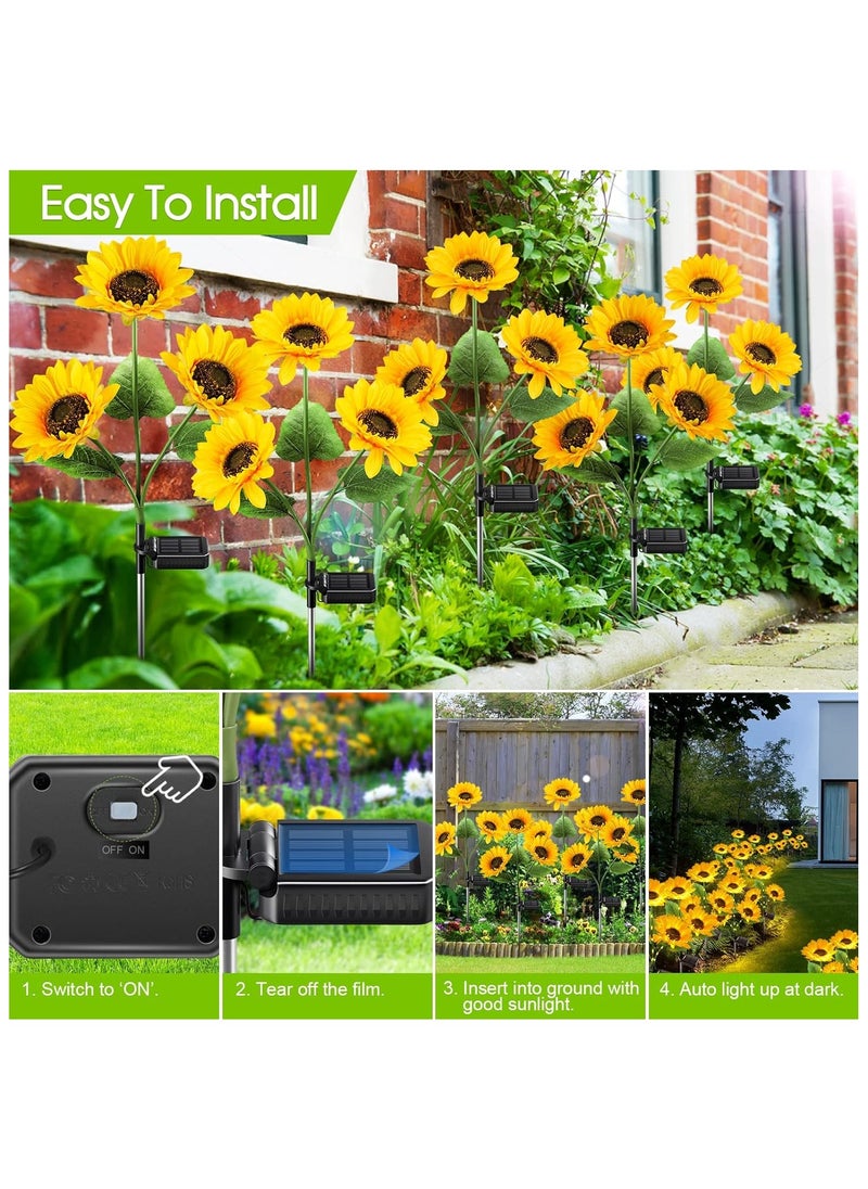 NANAO - 2 Packs Artificial Sunflower Solar Lights Garden Decor Waterproof Solar Outdoor Lights Solar Decorative Lights for Garden Patio Backyard - Image 1