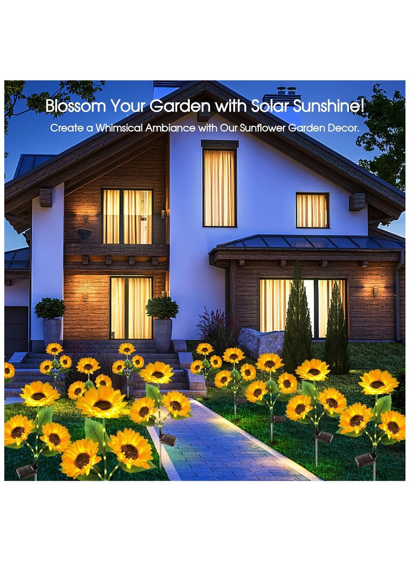 NANAO - 2 Packs Artificial Sunflower Solar Lights Garden Decor Waterproof Solar Outdoor Lights Solar Decorative Lights for Garden Patio Backyard - Image 1