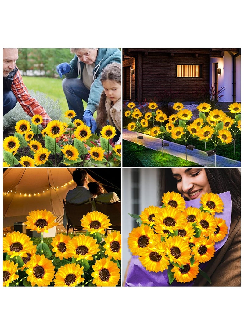 NANAO - 2 Packs Artificial Sunflower Solar Lights Garden Decor Waterproof Solar Outdoor Lights Solar Decorative Lights for Garden Patio Backyard - Image 1