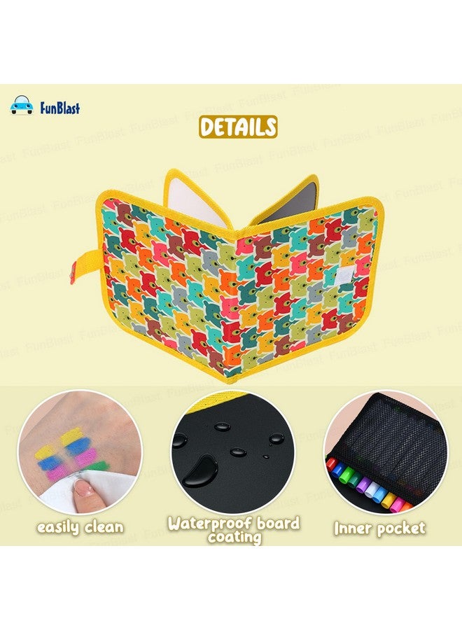 فنبلاست مجموعة فن بلاست لرسم رسومات قابلة للمسح على القماش للأطفال - دفتر رسم ديناصورات مع مناديل مبللة وألوان للأطفال، دفتر تلوين قابل للمسح (قد يختلف اللون) - Image 5