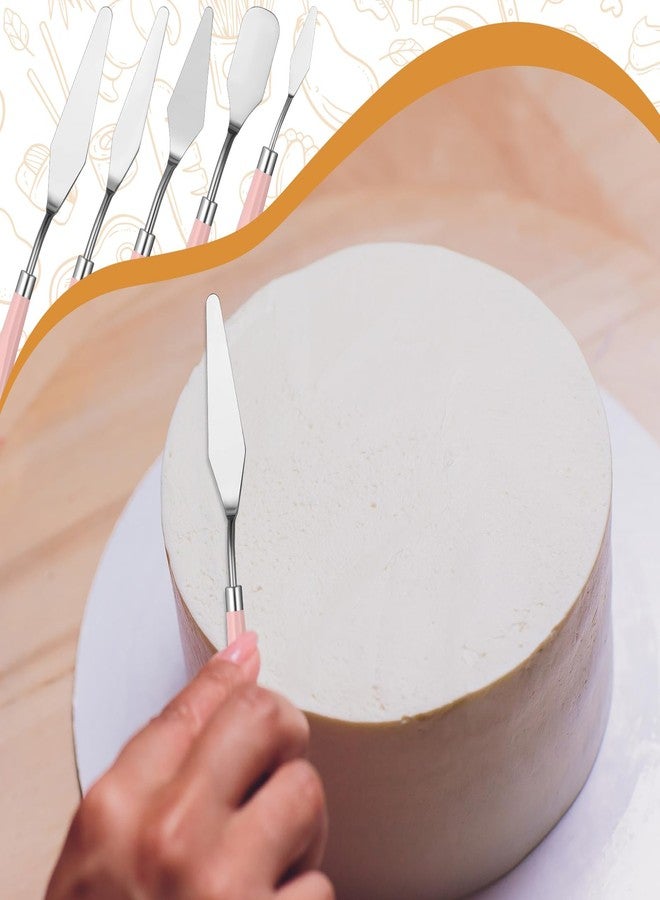 Leriton 10 Pcs cake spatula set Decorating Kit Baking Supply Accessories Tools for Beginners and Pros Includes 2 Frosting Straight Angled Spatula 3 Icing Smoother Scrapers 5 Pieces Cream tools(Pink) - Image 5