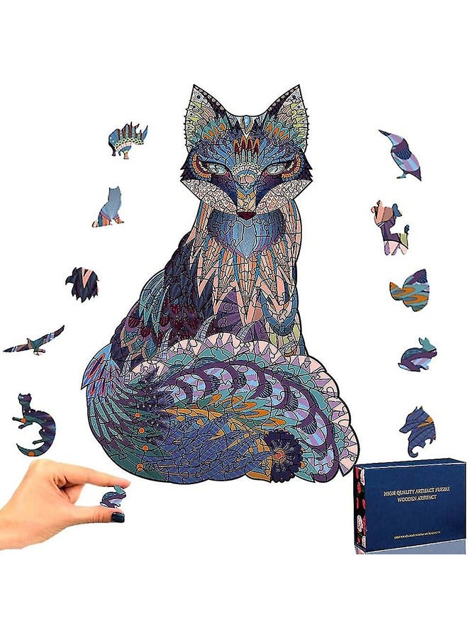Fox Wooden Jigsaw Puzzle Wood Animal Shape 3D Jigsaw Puzzle for Adults and Kids - Image 2