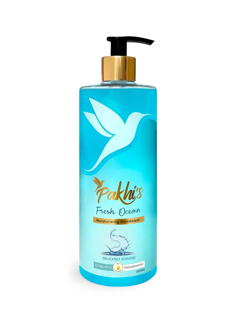Pakhi's Pakhi’s Liquid Hand Soap – Twin Pack (2 x 500ml) - Moisturizing Foaming Hand Wash for bathroom and kitchen with Pump - Luxurious Nourishment for Your Skin (Lively Levender + Fresh Ocean) - Image 4