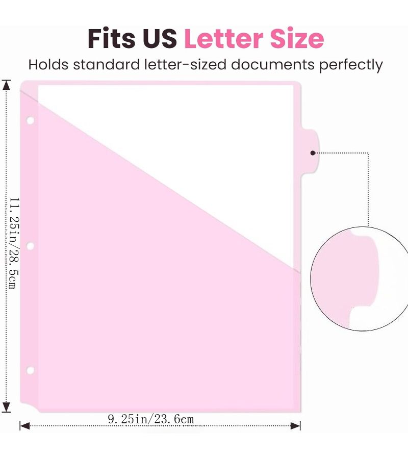 Double Pocket Binder with Index 9 Pcs Random for Letter Size Plastic Protection Pages - Image 5