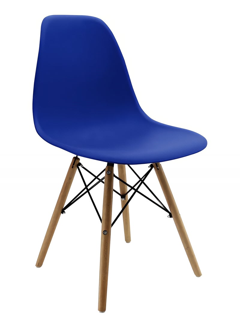 Taimi Set of 2 Modern Plast Style Plastic Dining Chair Mid Century Modern DSW Chair, Shell Lounge Plastic Chair with Natural Wooden Legs for Office, Kitchen, Dining, Bedroom, Living Room Side Chair Dark Blue - Image 5