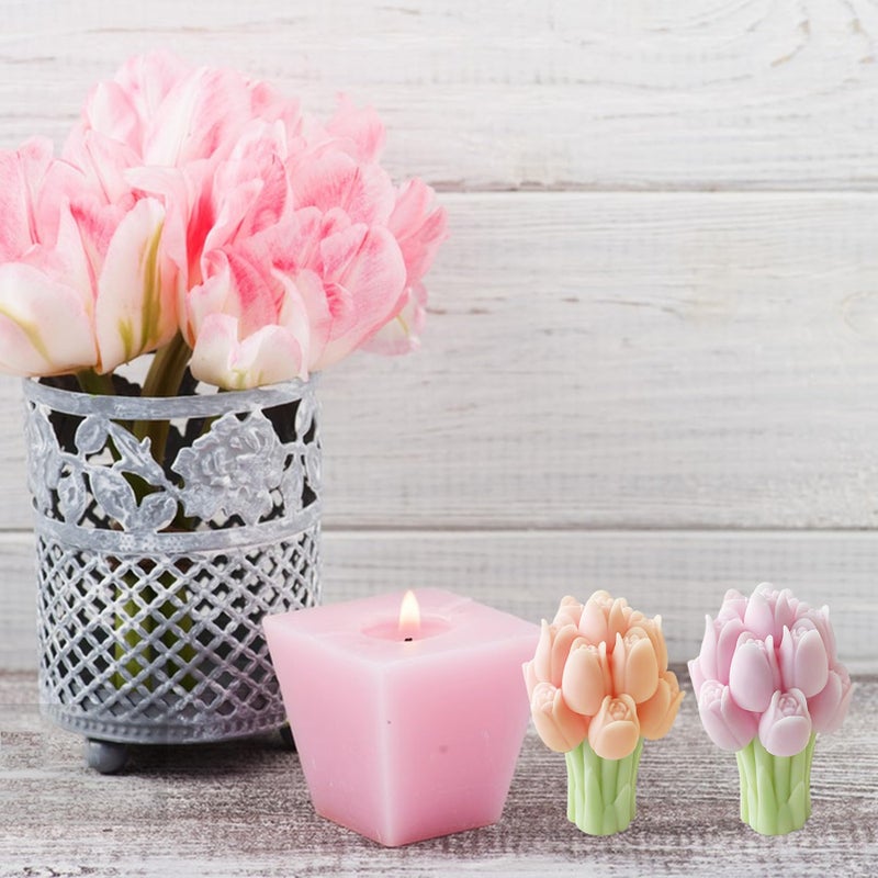 PEVOGON Tulips Candle Mold for Candle Making, 3D Silicone Mold for Resin Casting DIY Plaster Polymer Clay Home Decoration - Image 5