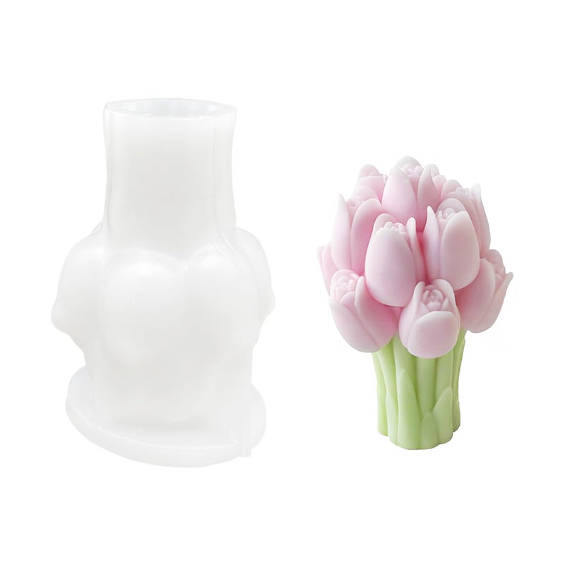 PEVOGON Tulips Candle Mold for Candle Making, 3D Silicone Mold for Resin Casting DIY Plaster Polymer Clay Home Decoration - Image 1