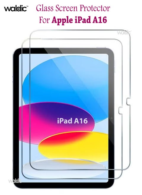 2 Pack Apple iPad A16 Tempered Glass Screen Protector HD Scratch Resistant Bubble-Free Easy Installation for Apple iPad A16