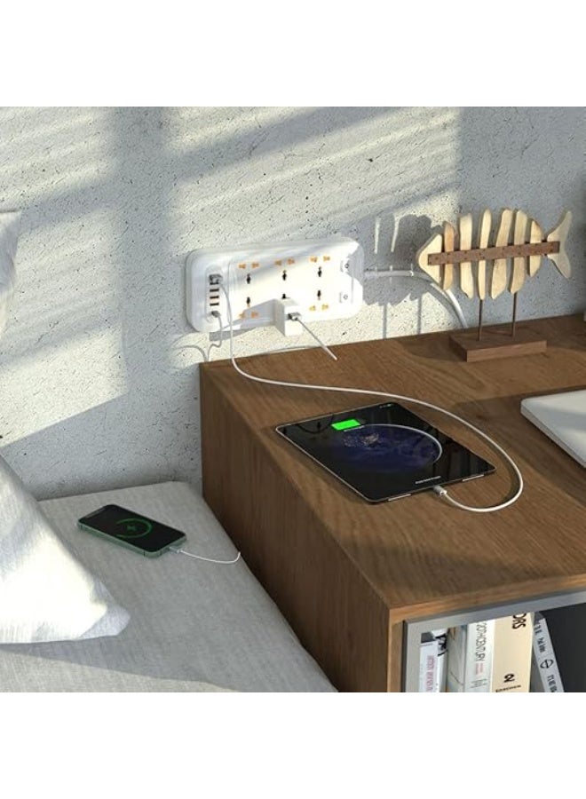 CREATMOR Power Extension 20W PD Typc C Port,3 Meters Extension Cord with 6 Universal 10AC/3000W Outlet and 5 USB Ports for Home,Office,Travel,Computer Desktop & Charging Power Strip - Image 2