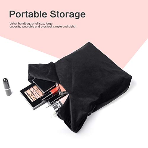 XMRSOY XMRS Women Luxury Velvet Evening Bag Knot Closure Wrist Bag Portable Cosmetic Organizer Pouch (Green) - Image 4