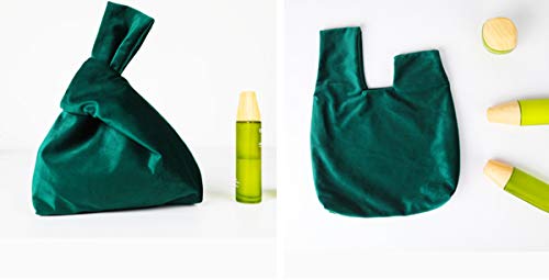 XMRSOY XMRS Women Luxury Velvet Evening Bag Knot Closure Wrist Bag Portable Cosmetic Organizer Pouch (Green) - Image 3
