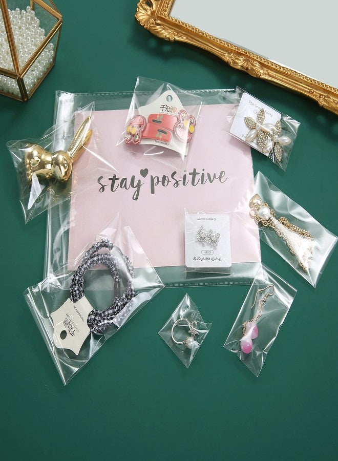 Macoota 200 Pack 2" x 2" Thick Small Clear Resealable Self Seal Cellophane Plastic Bags Adhesive Cello Poly Bag For Packaging Jewelry Bead Necklace Ring Gift - Image 4