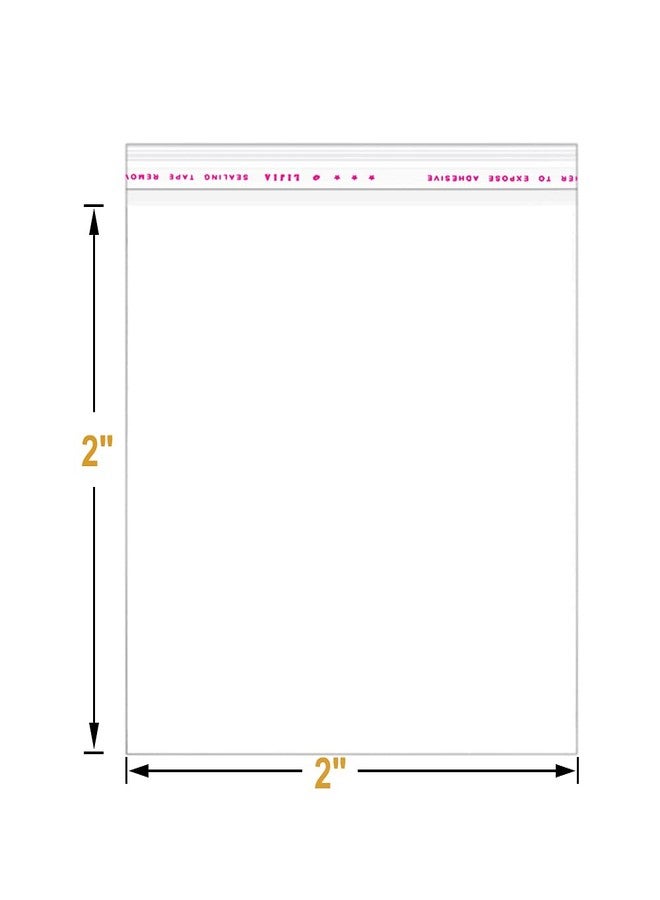 Macoota 200 Pack 2" x 2" Thick Small Clear Resealable Self Seal Cellophane Plastic Bags Adhesive Cello Poly Bag For Packaging Jewelry Bead Necklace Ring Gift - Image 2