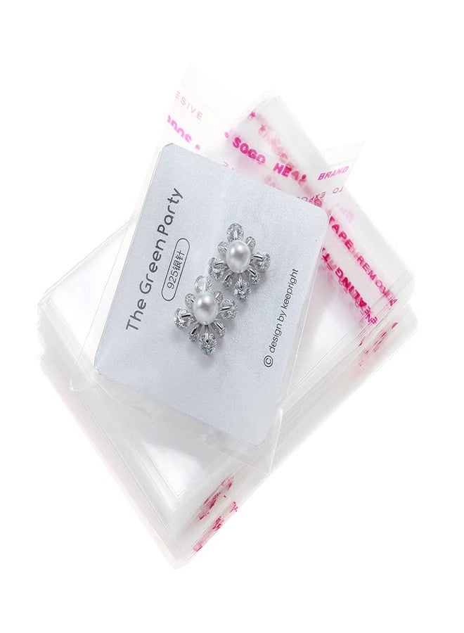 Macoota 200 Pack 2" x 2" Thick Small Clear Resealable Self Seal Cellophane Plastic Bags Adhesive Cello Poly Bag For Packaging Jewelry Bead Necklace Ring Gift - Image 1