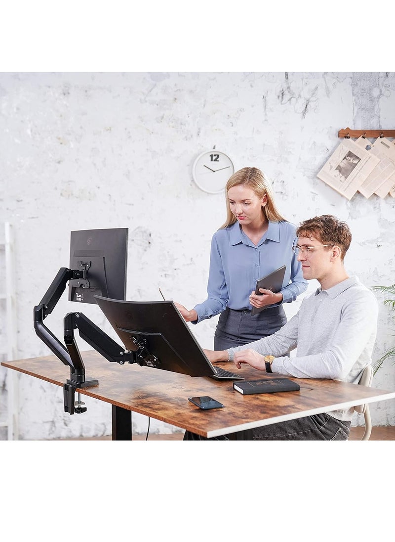 ELTRAZONE Dual Monitor Mount Stand - Height Adjustable Monitor Arm Stand Fully Articulating Counterbalance Gas Spring Desk Mount for Two 17 to 32 inch Screens  - Image 3