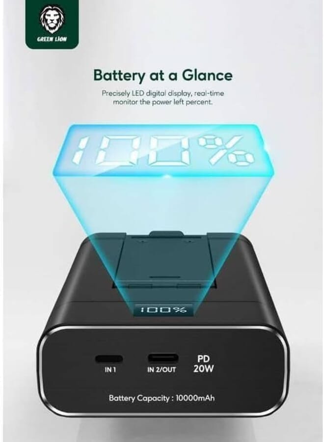 GREEN LION Power Bank 10000Mah And Foldable Mobile Stand Black - Image 3
