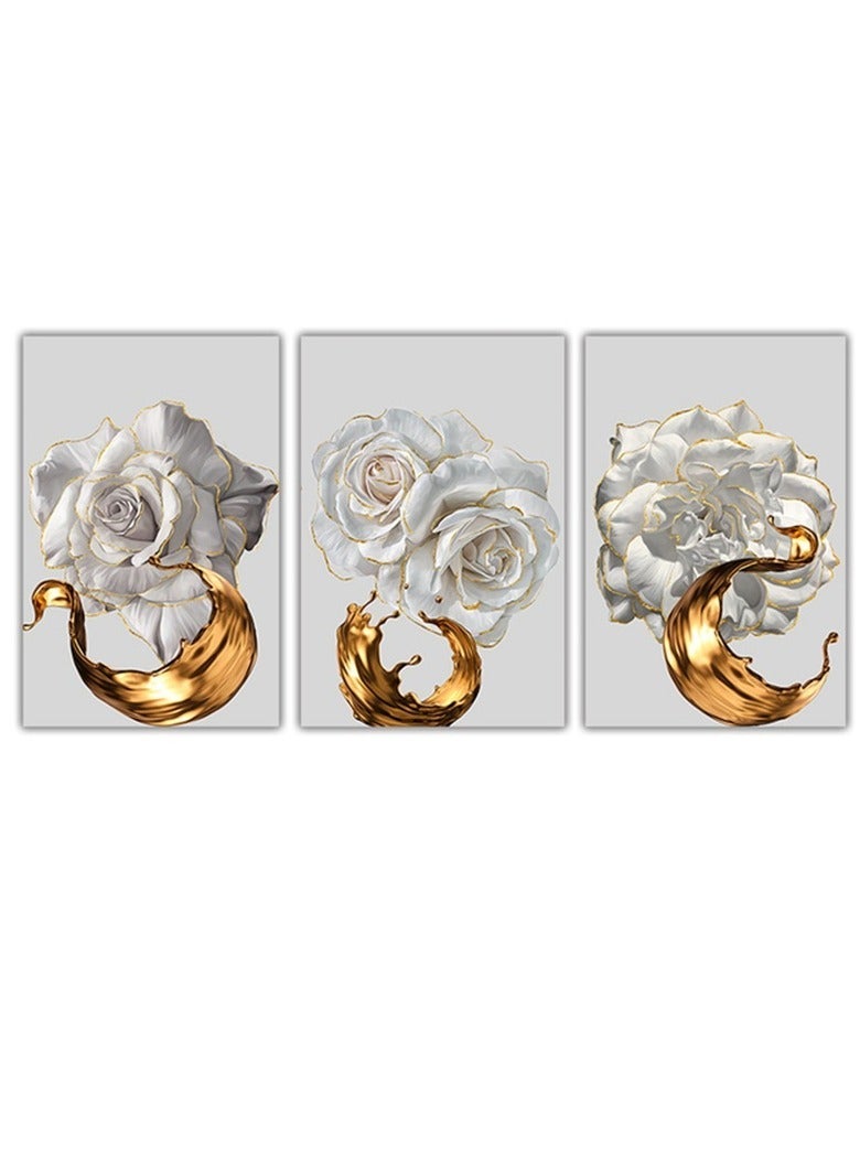 ميكسد مجردة زهرة موضوع ثلاث مجموعات ، غرفة نوم وغرفة معيشة جدارية 40x60cm - Image 4