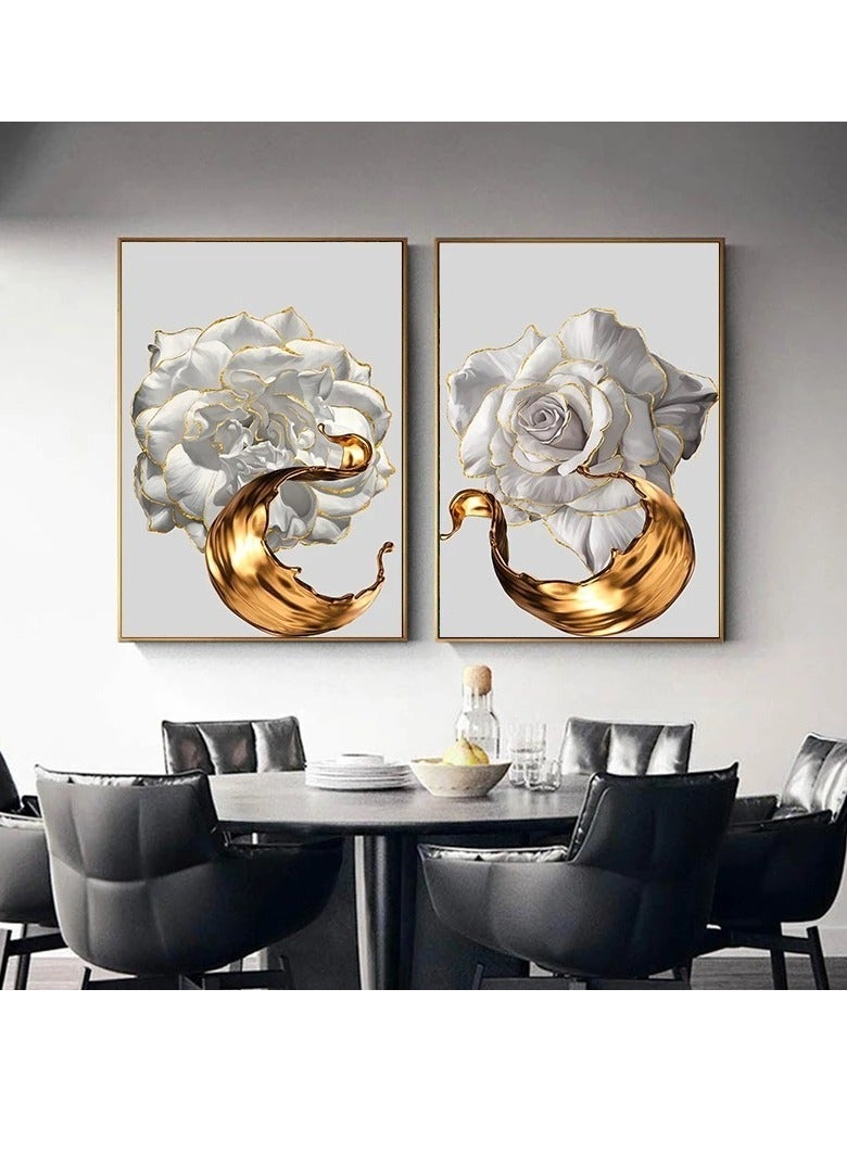 ميكسد مجردة زهرة موضوع ثلاث مجموعات ، غرفة نوم وغرفة معيشة جدارية 40x60cm - Image 2