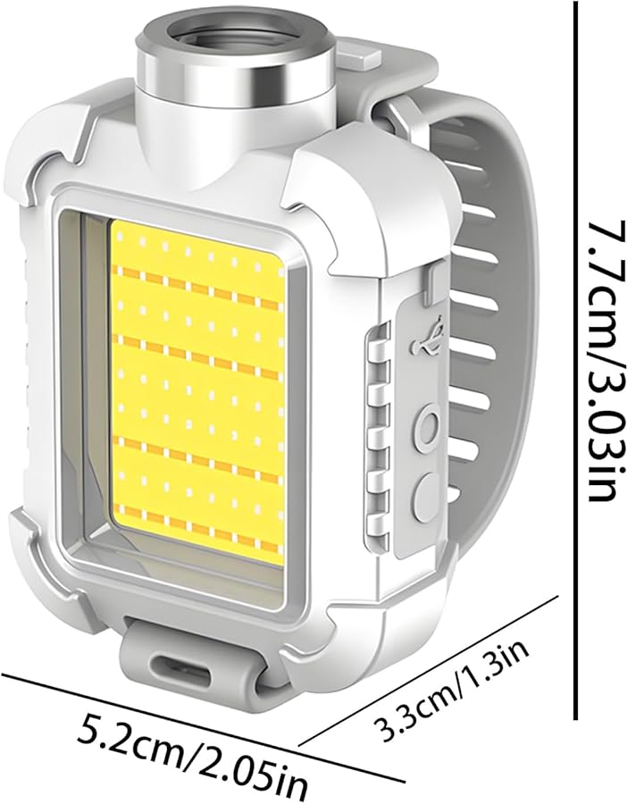 مصباح يدوي معصم أبيض قابل لإعادة الشحن 1000 مللي أمبير ضوء ساطع للمشي لمسافات طويلة التخييم الصيد السلامة في الهواء الطلق - Image 3