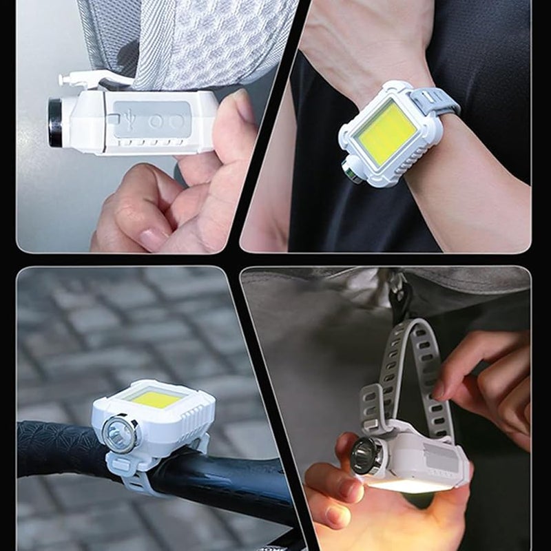مصباح يدوي معصم أبيض قابل لإعادة الشحن 1000 مللي أمبير ضوء ساطع للمشي لمسافات طويلة التخييم الصيد السلامة في الهواء الطلق - Image 4