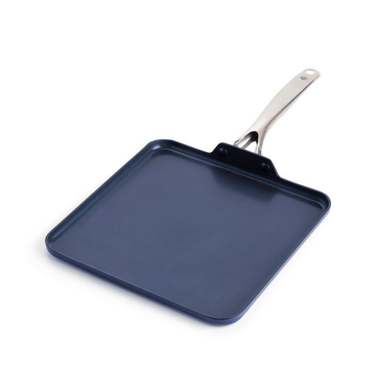 Blue Diamond 11" Griddle Pan, Diamond Infused Healthy Ceramic Nonstick, PFAS and PFOA-Free, Dishwasher Safe, Oven Safe, Even Heating, Metal Utensil Safe, Warp Control, Blue - Image 1