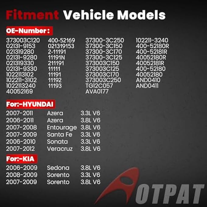 AOTPAT High Output Alternator for:-HYUNDAI Sonata Santa Fe Azera Veracruz Entourage,for:-KIA Sedona Sorento 3.3L 3.8L, Upgrade Alternador 12V 130Amp Rotation CW OE# 373003C120 - Image 2