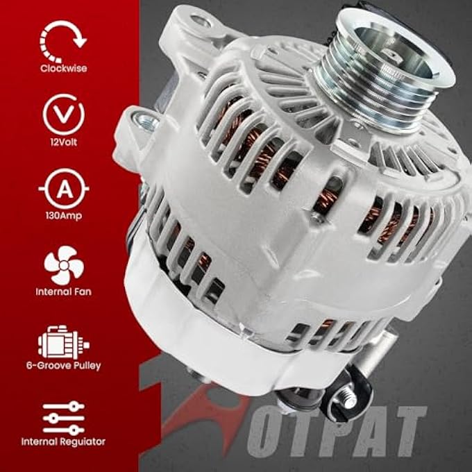 AOTPAT High Output Alternator for:-HYUNDAI Sonata Santa Fe Azera Veracruz Entourage,for:-KIA Sedona Sorento 3.3L 3.8L, Upgrade Alternador 12V 130Amp Rotation CW OE# 373003C120 - Image 3
