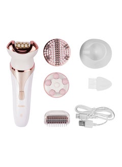 ELORA 4-in-1 Shaver and Beauty Kit EL-PC-1998 | Women's Cordless Wet/Dry Shaver for Face, Legs, and Underarms, with Massage Head, Waterproof, USB Rechargeable -Pink/White  - Image 4