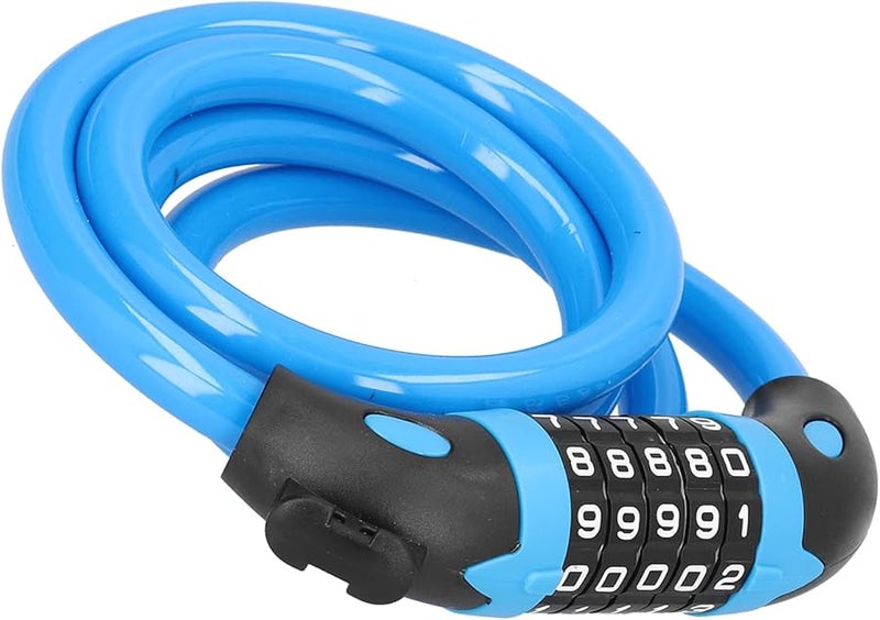 Blue 5 Digit Combination Cable Lock with Mounting Brackets for Bike Motorcycle Scooter Security - Image 5