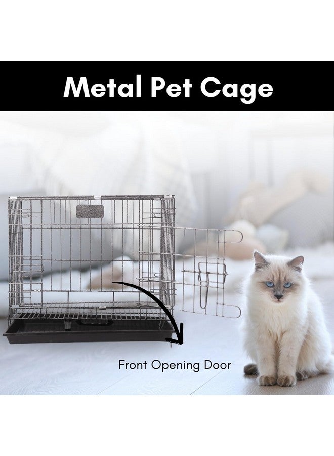 قفص/قفص/بيت للكلاب/القطط باللون الفضي الأسود مع صينية قابلة للإزالة، (18 بوصة) - Image 5