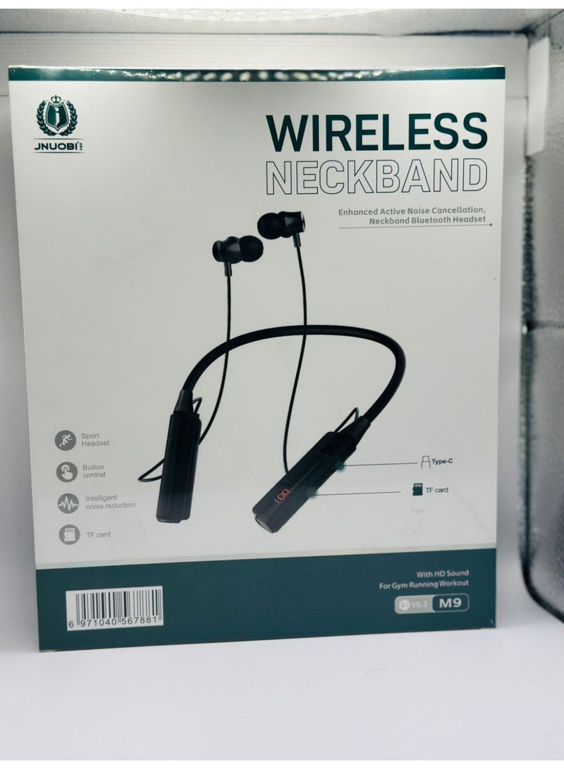 JNUOBI M9 Wireless Neckband Bluetooth Earphones with ANC 30H Playtime & TF Card Support - Image 3