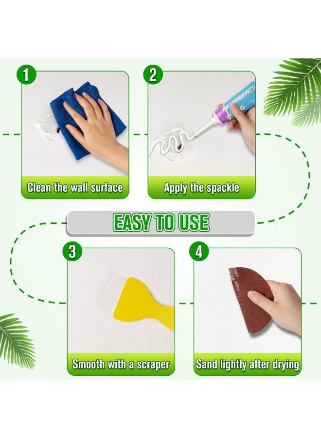 JETMORE Drywall Repair Kit, 3 Pack Wall Mending Agent, Spackle Wall Repair Paste, Wall Hole Repair Kit, Drywall Patch with Scraper, Sanding Pad, Hole Fill Quick and Easy Solution, Plaster Wall Repair - Image 5