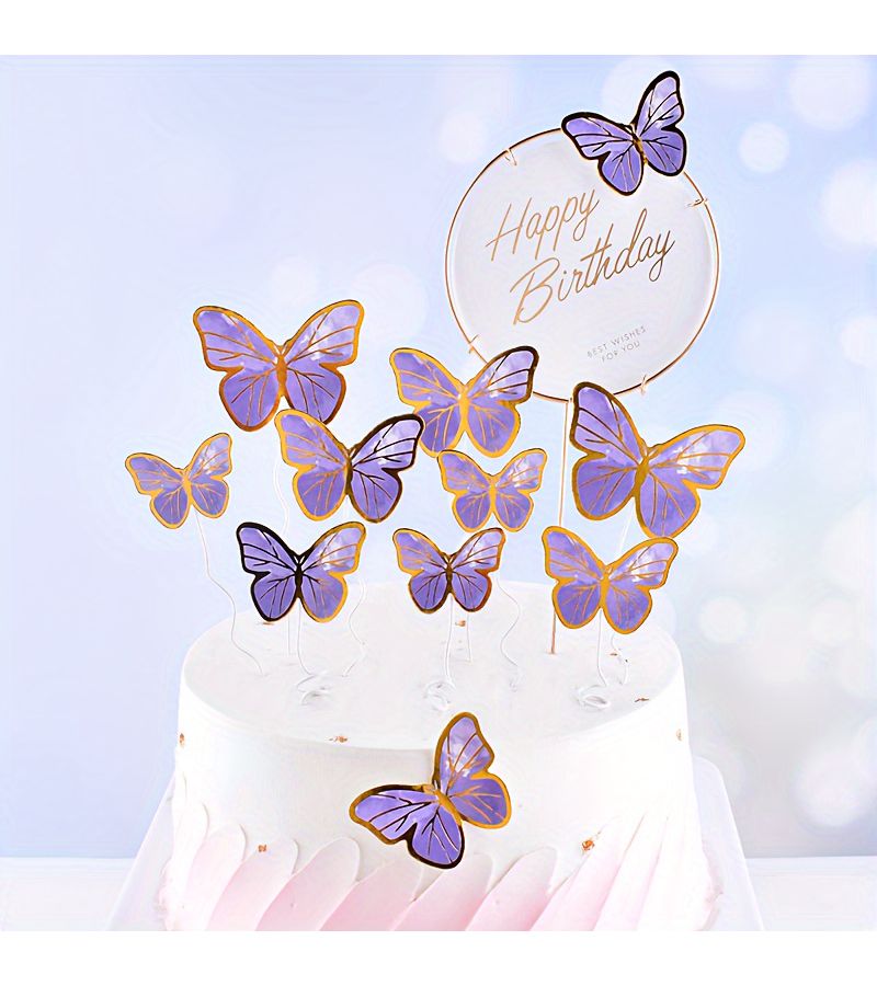 60 Assorted Sizes Butterfly Cake Toppers Color Mixture Birthday Wedding Party Decorations - Image 2