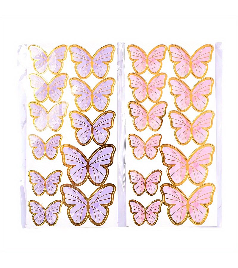 60 Assorted Sizes Butterfly Cake Toppers Color Mixture Birthday Wedding Party Decorations - Image 3