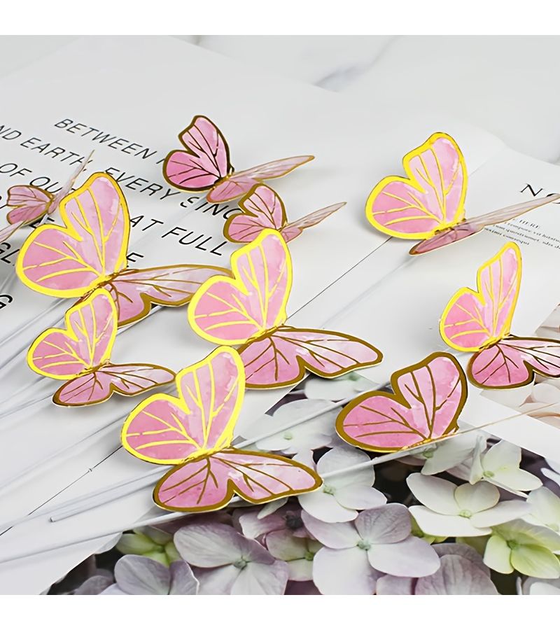 60 Assorted Sizes Butterfly Cake Toppers Color Mixture Birthday Wedding Party Decorations - Image 5