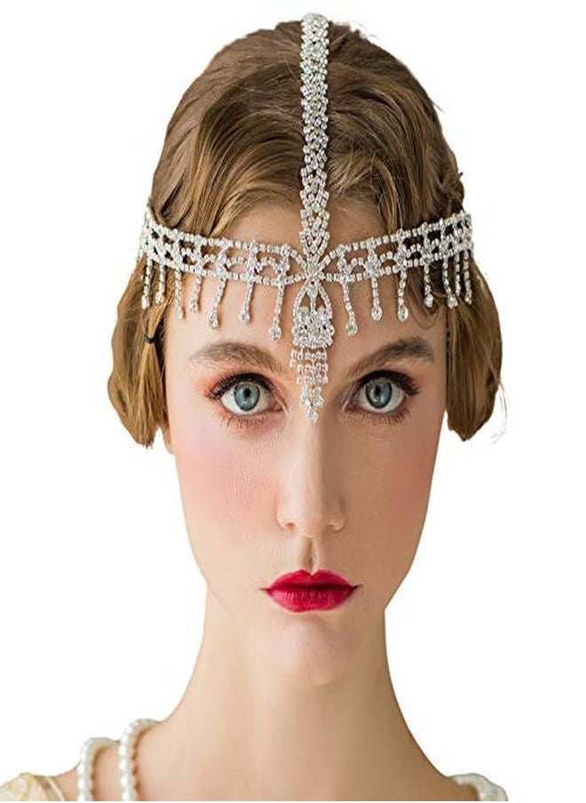 SWEETV 1920S Headband Great Gatsby Headpiece Rhinestone 1920S