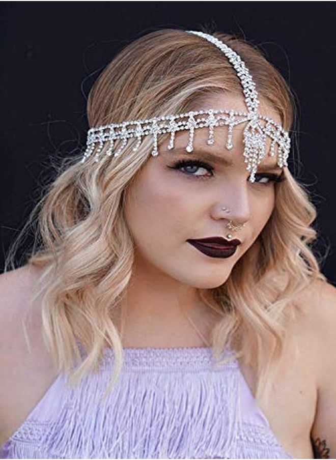 SWEETV - 1920S Headband Great Gatsby Headpiece Rhinestone 1920S Headband Flapper Hair Accessories For Costume Party Head Cap - Image 1