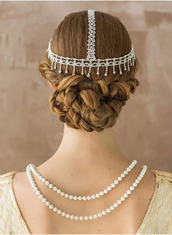 SWEETV - 1920S Headband Great Gatsby Headpiece Rhinestone 1920S Headband Flapper Hair Accessories For Costume Party Head Cap - Image 1